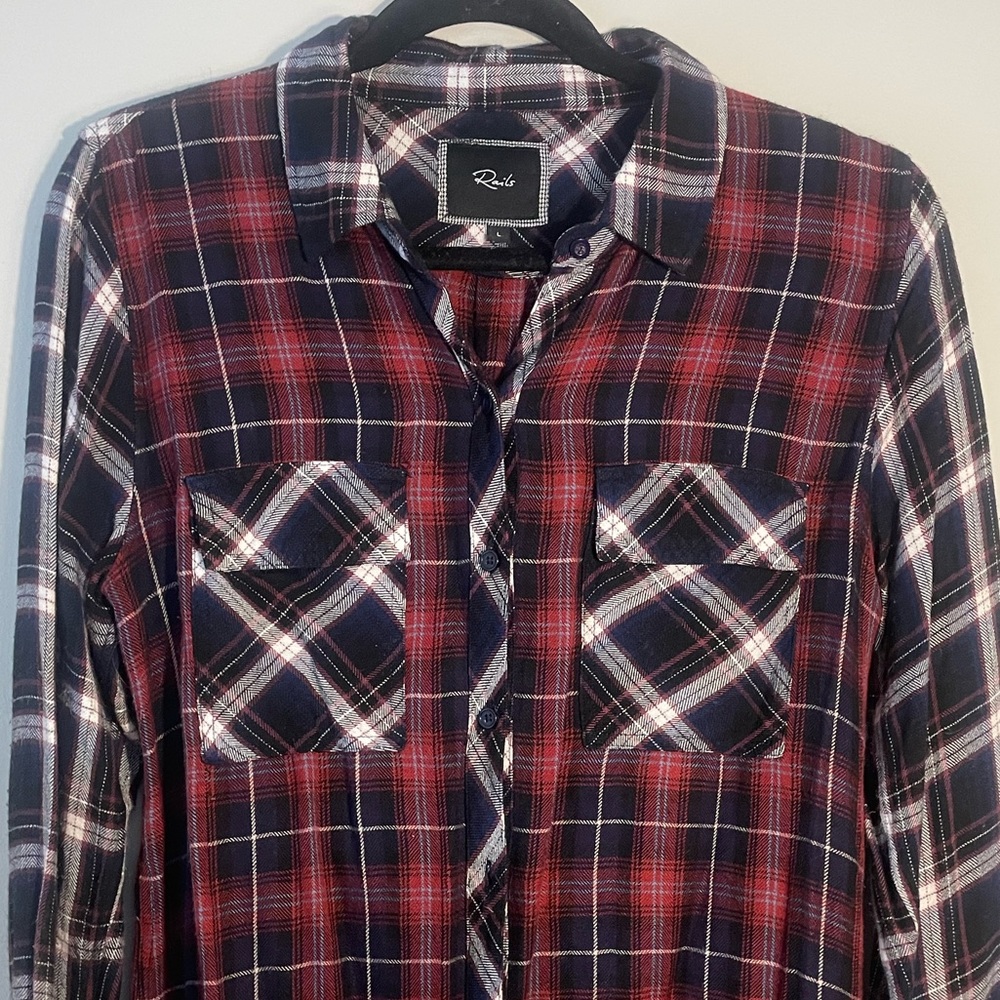 Rails Flannel Red Navy White Size L - image 2